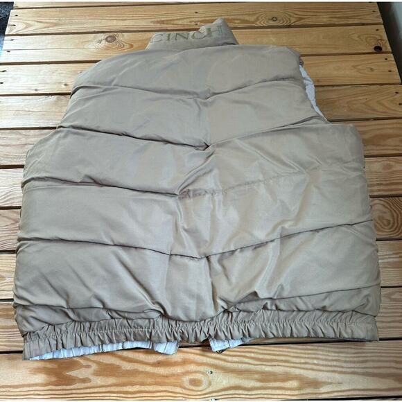 Vintage Cinch Reversible Puffer Vest Size XL Men’s Tan Down Filled Lofty - Picture 7 of 11